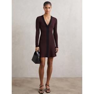 REISS Alma Craft-Stitch Rib-Knit Mini Dress